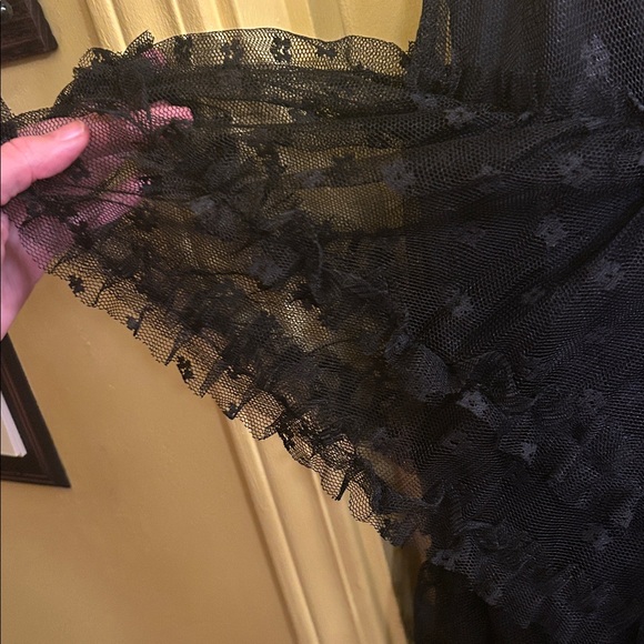 NWT BellanBlue Black Swiss Dot Maxi Skirt XL Lace Ruffle Whimsigoth Dark Romance - Picture 11 of 17